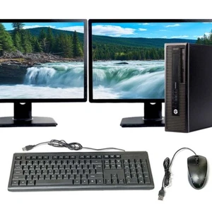 HP Dual Monitor Desktop Computer PC 16GB RAM 512GB SSD 22in LCD Windows 10 Pro - Picture 1 of 7