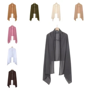 Women Plain Chiffon Scarf Shawl Wrap Tippet Plain Coverchief Headscarf Stole  - Picture 1 of 16