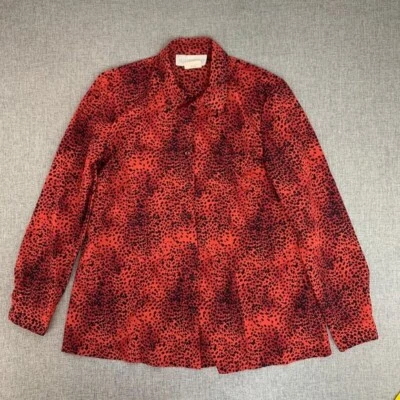 Blusa Maternidad Leopardo Abotonada Roja Negra Pequeña Manga Larga Cuello. Foto 1 de 4