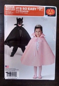 Simplicity W0125 0880 Childs Costume Cape Batman Princess Size S-L 3-8 Uncut - Picture 1 of 3