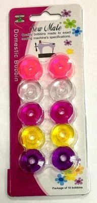 10X    Quality Plastic Bobbin 820905096 Mixed Colors  Pfaff/Viking Taiwan Made - Image 1 of 2