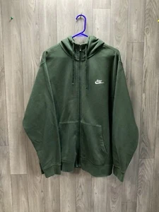 Nike Sportswear Green Full Zip Up Hoodie Sweatshirt Mens Sz XL Embroidered Logo - Picture 1 of 14