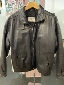 Valentino Men's Leather Jacket Black L Vintage Bomber Rare - Picture 1 of 4