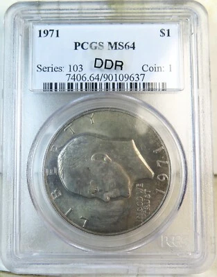 1971 Eisenhower dollar PCGS MS64 *DDR-001* BR - Image 1 of 4