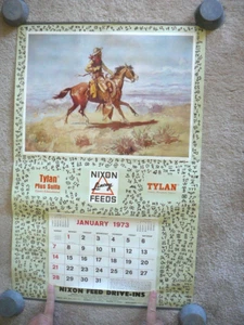 1973 NIXON FEEDS 18" x 28 Calendar - Drifter - C.M. Russell - NEW Complete EX - Picture 1 of 3