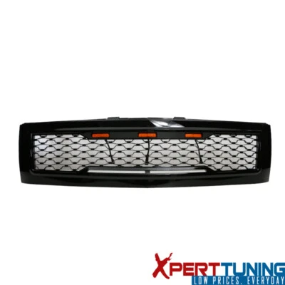 Fits 07-13 Chevy Silverado 1500 Front Bumper Hood Grill Mesh Grille -Gloss Black Foto 1 de 4