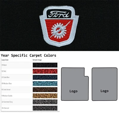 Tapetes de assoalho ACC 1957-1960 Ford F-100 logotipo escudo de iluminação 2 peças loop - Imagem 1 de 4