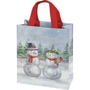 Bolso de Mano Diario Reutilizable Doble Cara | Vacaciones Invierno Muñeco de Nieve Amigos NUEVO 10.25 pulgadas - Imagen 1 de 2