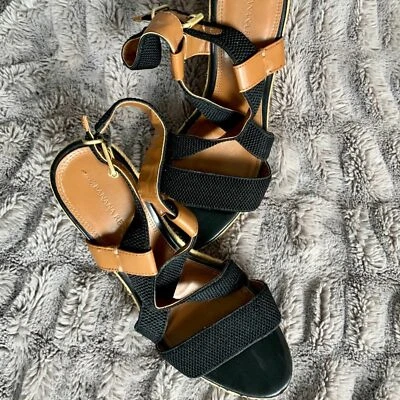 Banana Republic Sandalias Cuña Negro Talla 9.5 Foto 1 de 4