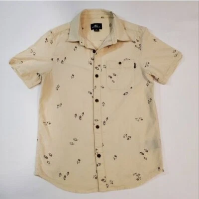 O'Neill Boys Shirt Short Sleeve Beige Floral Print Size M - Image 1 of 4