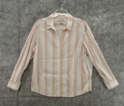 Blusa Tommy Bahama Mujer Pequeña SW321074 Mango Tango L/S Camisa Mezcla Algodón Nueva Foto 1 de 4