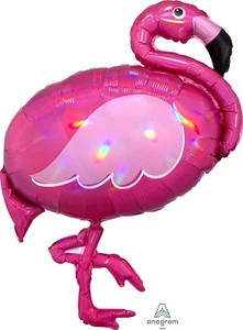 Holographic Pink Flamingo Helium Foil Balloon Shape 83cm - Picture 1 of 1