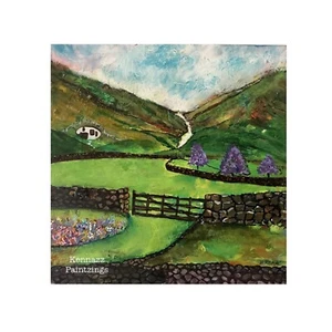 Original Painting House In the Hillside Acrylic Unframed By Kenna 20 X 20cm MDF - Imagen 1 de 4