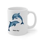 Dolphin Play  beach mammals fish sea life white c handle Ceramic Mug 11oz #C6
