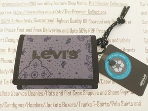 LEVI'S Secure Tri-fold Wallet Mens Large Tall Grey Poly Canvas Coin Wallets BNWT - Picture 1 of 7