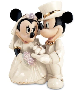 Lenox Disney Minnie's Mickey Dream Wedding Cake Topper Figurine w/Gem Ring New - Picture 1 of 2