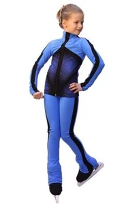 IceDress Eiskunstlauf Outfit - Jump (Größe AL, blau mit schwarzen Streifen) - Bild 1 von 3