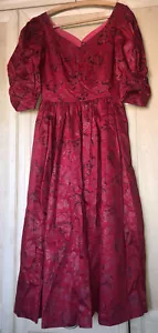 Prom Dress Vintage 80s Laura Ashley Ballgown Rose Red With Rose Pattern Size 12 - Picture 1 of 16