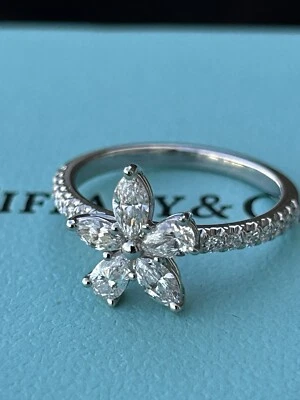 Tiffany & Co Platinum Diamond Victoria Mixed Cluster Ring, .59 TCW, MSRP $8200 - Image 1 of 4