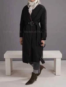 BRUNELLO CUCINELLI Reversible Taffeta Trench Coat Jacket Black Brown size 44 M - Picture 1 of 8