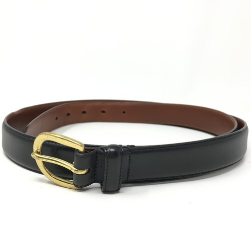 Cintura Coach Vestito Uomo Taglia 42 Nera Pelle Liscia Fibbia Ottone Made Italy