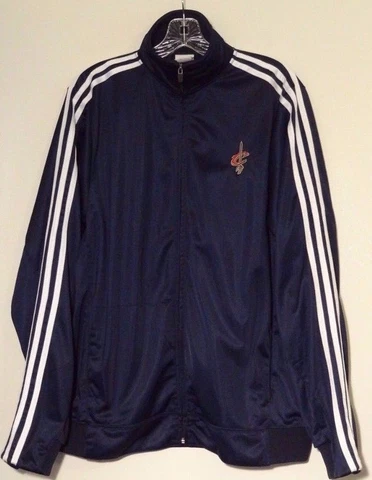 Cavs Jacket Adidas 3 Stripe Full Zip Blue NBA Cleveland Cavaliers Logo Sz Large Cover