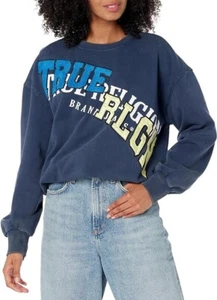 True Religion Damen Staggered TR Crew Neck Pullover Sweatshirt Gr. XL NEU - Bild 1 von 3