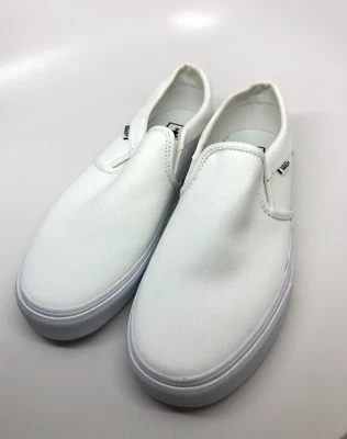 Vans Damas Clásico Blanco Lona Zapatillas Sin Cordones Zapatos Talla 9.5 Foto 1 de 4