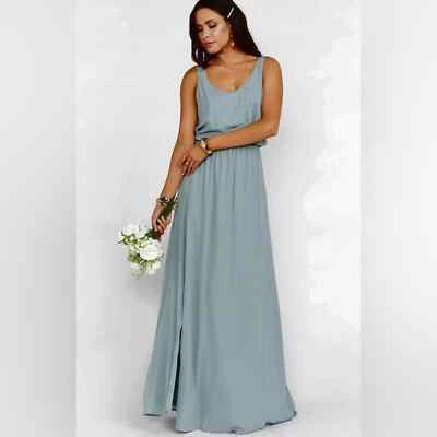 Maxi Vestido Show Me Your Mumu Kendall Largo Plateado Salvia Crujiente Talla L Nuevo con Etiquetas Foto 1 de 4