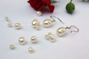 E062 echte Süßwasser Perlen Schmuck Ohrringe Ohrstecker Ohrschmuck Ohrhänger - Bild 1 von 1