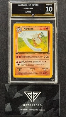 GG 10 Marowak 1st Edition 39/64 Jungle 1999 GetGraded Mint Pristine Not psa 10 - Image 1 of 2