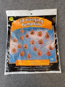 SunHill (18) Halloween Hanging Pumpkins 8" x 11.5" - 3 Different Faces 1995 NOS - Picture 1 of 10