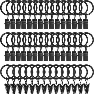 44 Pack Curtain Rings Hooks, Hanger Clips for Hanging Drapery Drapes Bows, 1 ... - Image 1 of 4
