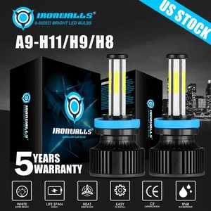 For Buick Verano 2012-2017 6-side H11 H9 LED Headlight High/Low Beam Super White - Picture 1 of 12