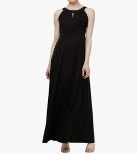 STYLE & CO Women’s Pleated Bodice Maxi Dress Black Keyhole front and Back SZ 14 - Picture 1 of 14