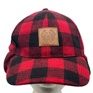 CCS Uncharted Supply Co Red Black Buffalo Plaid Hat Wool Blend Ear Flap Cap M/L - Picture 1 of 10
