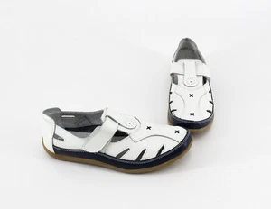 Slipper Halbschuhe Scandi Klettverschluss Leder rohweiß Gr. 37 - Picture 1 of 9