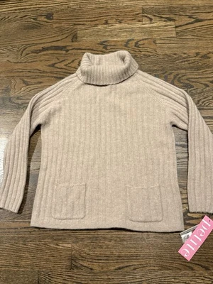 NOS Rosanna Womens Turtleneck Sweater Petite Large Tan Lambswool Angora Blend - Image 1 of 4