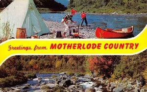 MOTHERLODE COUNTRY, CA Fishing Tent Camping c1960s Greetings Vintage Postcard - Picture 1 of 1