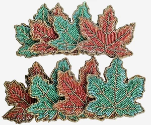 Juego de 8 posavasos de bebida hojas marrones verdes otoño cuentas semillas NUEVO - Imagen 1 de 15