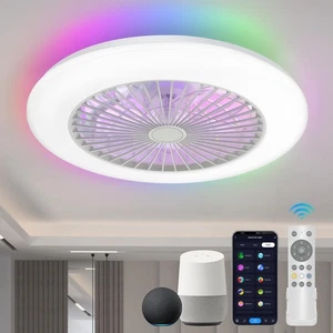 19 in Smart Bladeless Ceiling Fan with Light | Alexa | Google Control, - Picture 1 of 9