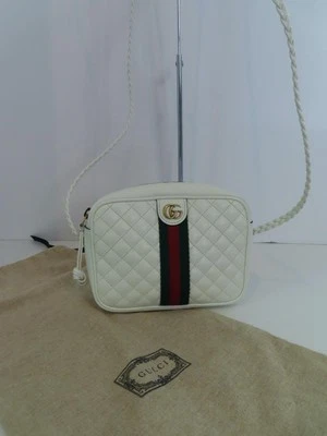 Bolso Bandolera GUCCI Blanco Suave Acolchado/Verde y Rojo Telaraña Rayas Trapuntata Foto 1 de 4