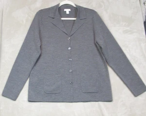 Women’s Charter Club Gray Wool Blend Button Up Cardigan Sweater Size Large - Picture 1 of 7