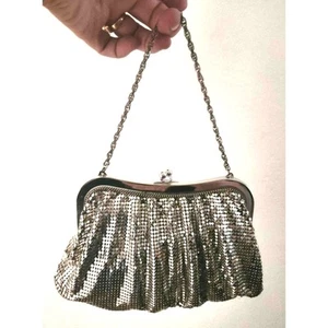 Vintage Whiting & Davis Silver Mesh Metal Evening Handbag Purse Top Handle EUC!! - Picture 1 of 3