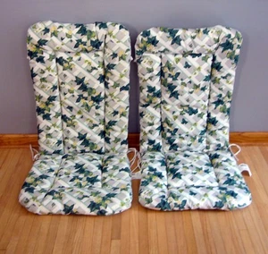 2 Vintage Outdoor Chair Patio High Back Cushion Pads 45x19 Ivy Vines Lattice EUC - Picture 1 of 8