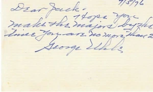 SIGNED 3x5 INDEX CARD OF GEORGE UHLE (DECEASED 1985)! GREAT AUTOGRAPH! - Picture 1 of 1