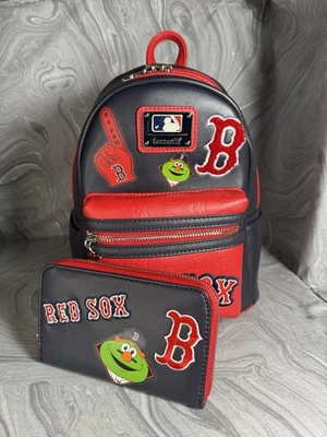 НОВЫЙ С ЯРЛЫКАМИ BOSTON REDSOCKS LOUNGEFLY МИНИ РЮКЗАК И БУМАЖНИК MLB - Изображение 1 из 4