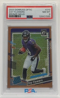 2023 Panini Donruss Optic Zay Flowers Bronze Mojo /35 Ravens PSA 8 - Image 1 of 2