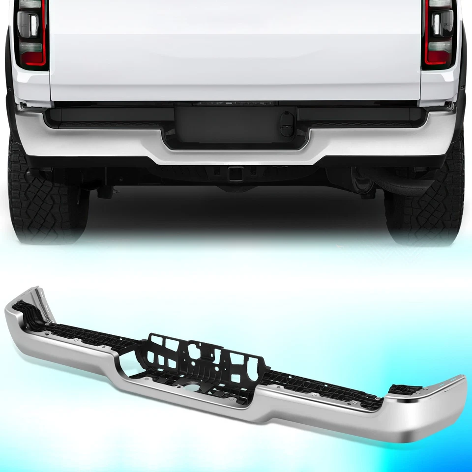 For 2019-2024 Ram 1500 Rear Bumper Face Bar w/o Dual Exhaust Polished Chrome - Image 1 of 4