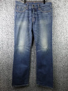 Abercrombie & Fitch Jeans Mens 32X32 Horton Dark Wash Whiskered Y2K Button Fly - Picture 1 of 19